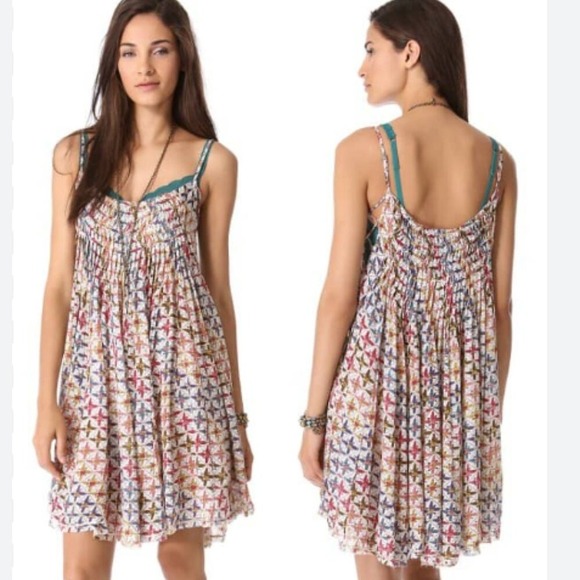 Free People Imperial Palm Mini Dress – Size M –‎ Lace-Up Sides - Picture 1 of 9